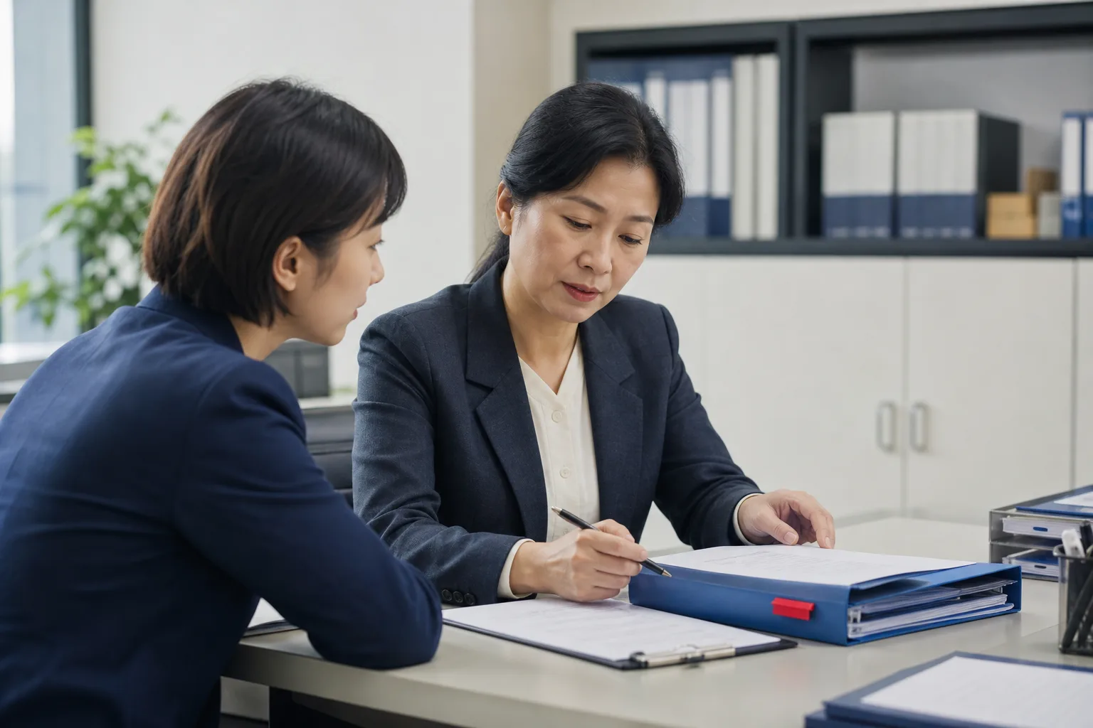 两位管理人员共同审核业务材料
